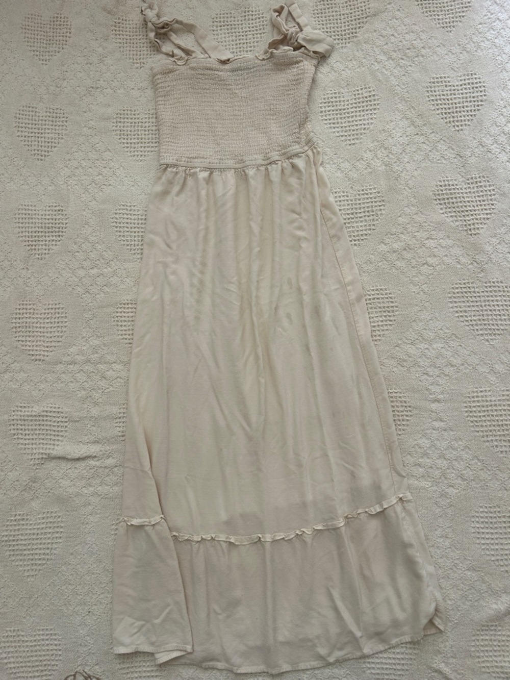 Cream Ruffle Strap Maxi Dress